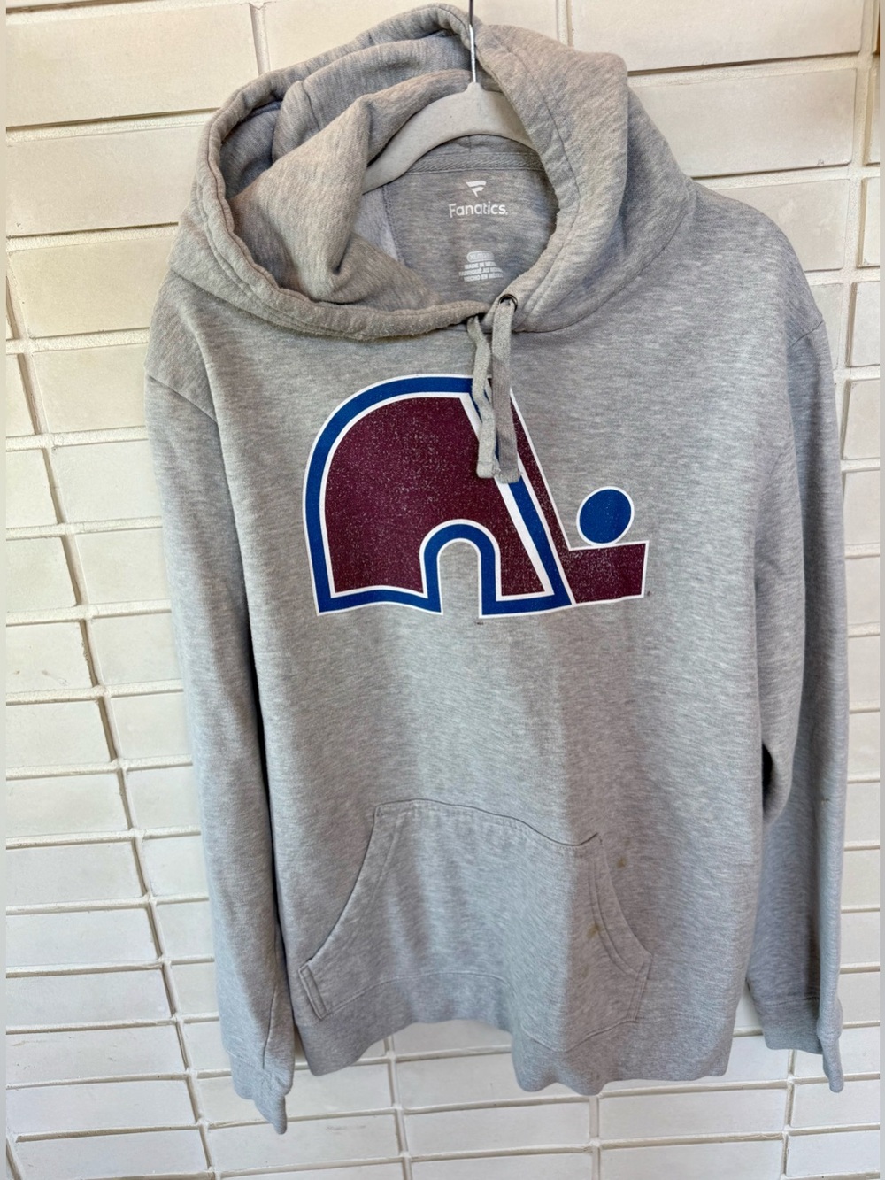 Quebec Nordiques Fanatics Hoodie * Vintage Logo * Gray * Men’s Size XL